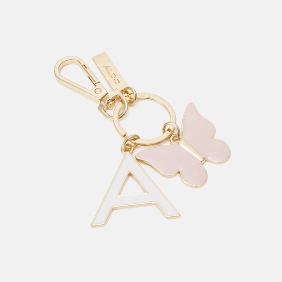 Aldo Accessories - Aldo Gold and Pink Initial Butterfly Keychain
